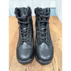 NORTIV8 Black Work Boots Men's Side‎ Zip Lace Up Combat Tactical Size 6.5